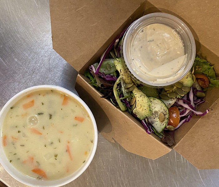 Half salad and soup combo